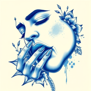 Blue Ink Kiss Tattoo