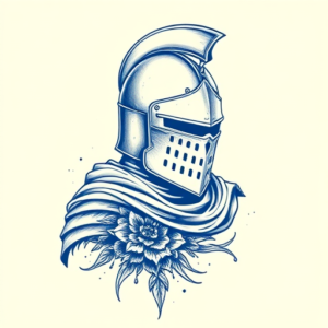 Blue Ink Knight Tattoo