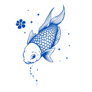 Blue Ink Koi Tattoo