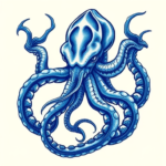 Blue Ink Kraken Tattoo