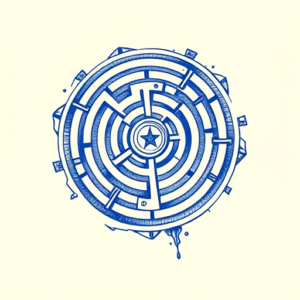 Blue Ink Labyrinth Tattoo