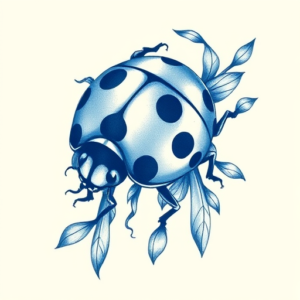 Blue Ink Ladybug Tattoo