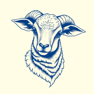 Blue Ink Lamb Tattoo