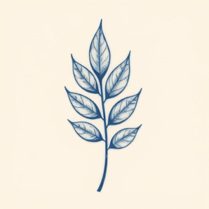 Blue Ink Leaf Tattoo