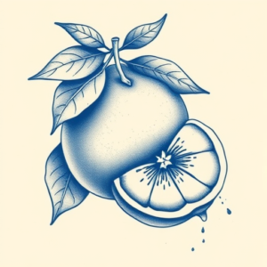 Blue Ink Lemon Tattoo