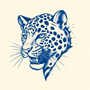 Blue Ink Leopard Tattoo
