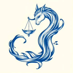 Blue Ink Libra Tattoo