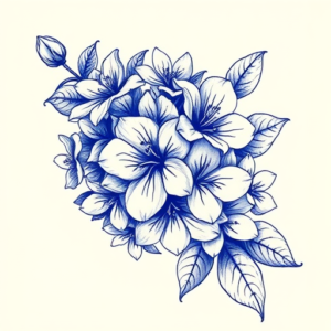 Blue Ink Lilac Tattoo