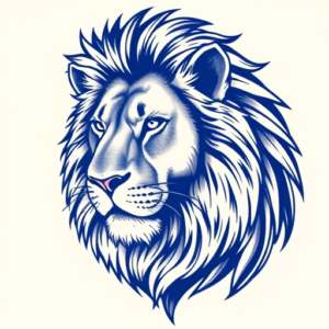 Blue Ink Lion Tattoo