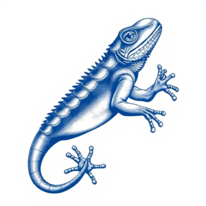 Blue Ink Lizard Tattoo