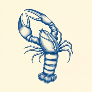 Blue Ink Lobster Tattoo