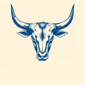 Blue Ink Longhorn Tattoo