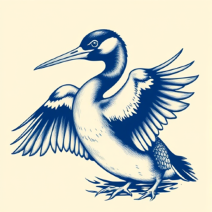 Blue Ink Loon Tattoo
