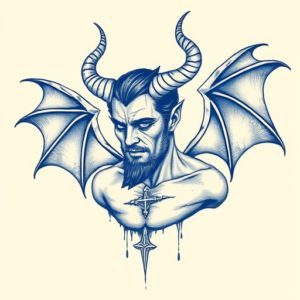 Blue Ink Lucifer Tattoo