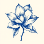 Blue Ink Magnolia Tattoo