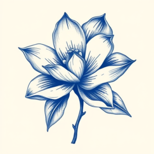 Blue Ink Magnolia Tattoo