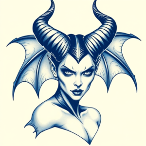 Blue Ink Maleficent Tattoo