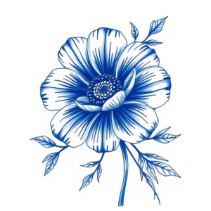 Blue Ink Marigold Tattoo