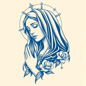 Blue Ink Mary Tattoo