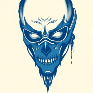 Blue Ink Mask Tattoo