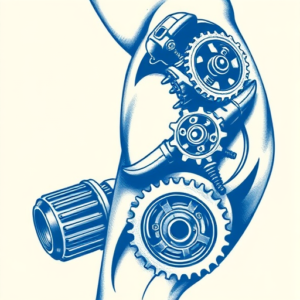 Blue Ink Mechanic Tattoo