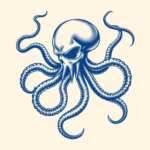 Blue Ink Medusa Tattoo