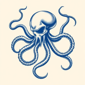 Blue Ink Medusa Tattoo