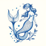 Blue Ink Mermaid Tattoo