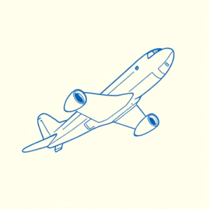 Blue Ink Minimal Shading Airplane Tattoo