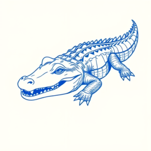 Blue Ink Minimal Shading Alligator Tattoo