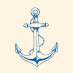 Blue Ink Minimal Shading Anchor Tattoo