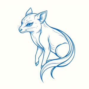 Blue Ink Minimal Shading Animal Tattoo