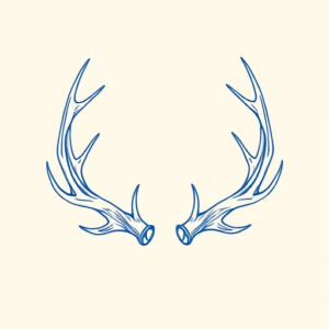 Blue Ink Minimal Shading Antler Tattoo