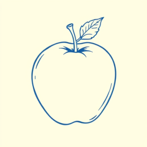 Blue Ink Minimal Shading Apple Tattoo