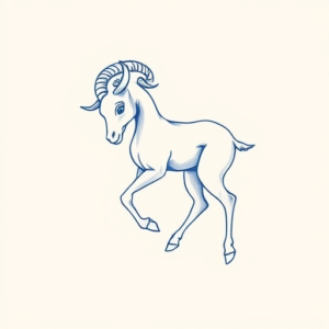 Blue Ink Minimal Shading Aries Tattoo