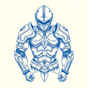 Blue Ink Minimal Shading Armor Tattoo