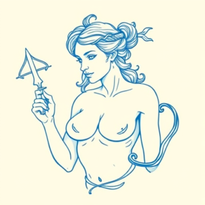 Blue Ink Minimal Shading Artemis Tattoo