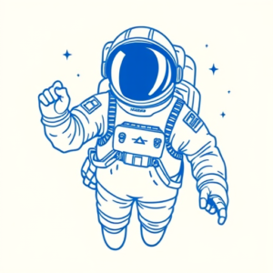 Blue Ink Minimal Shading Astronaut Tattoo