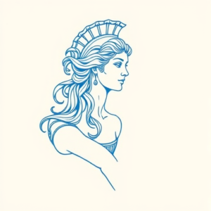 Blue Ink Minimal Shading Athena Tattoo