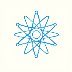 Blue Ink Minimal Shading Atomic Tattoo