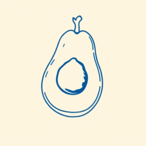Blue Ink Minimal Shading Avocado Tattoo