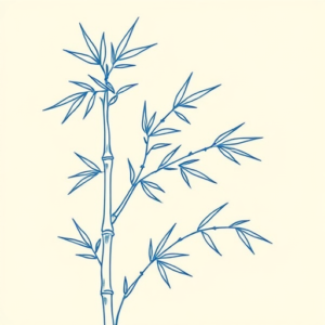 Blue Ink Minimal Shading Bamboo Tattoo