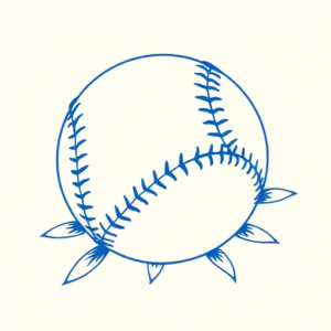 Blue Ink Minimal Shading Baseball Tattoo