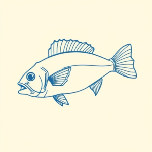 Blue Ink Minimal Shading Bass Tattoo