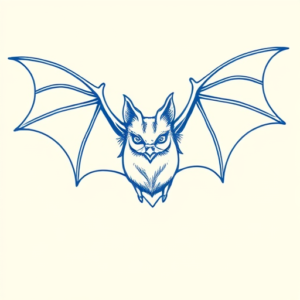 Blue Ink Minimal Shading Bat Tattoo