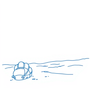 Blue Ink Minimal Shading Beach Tattoo