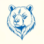 Blue Ink Minimal Shading Bear Tattoo