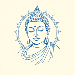 Blue Ink Minimal Shading Buddha Tattoo