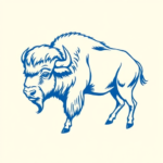 Blue Ink Minimal Shading Buffalo Tattoo