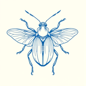 Blue Ink Minimal Shading Bug Tattoo